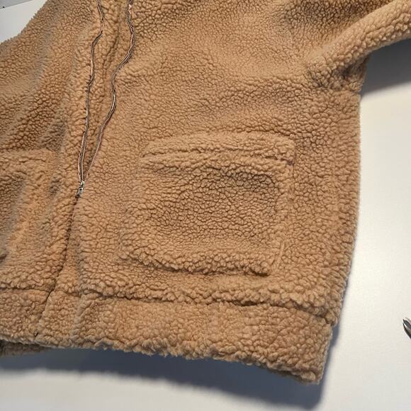 I.AM.GIA Jacket Size L Pixie Sherpa Teddy Tan Caramel Zip Up Oversized - Picture 5 of 12